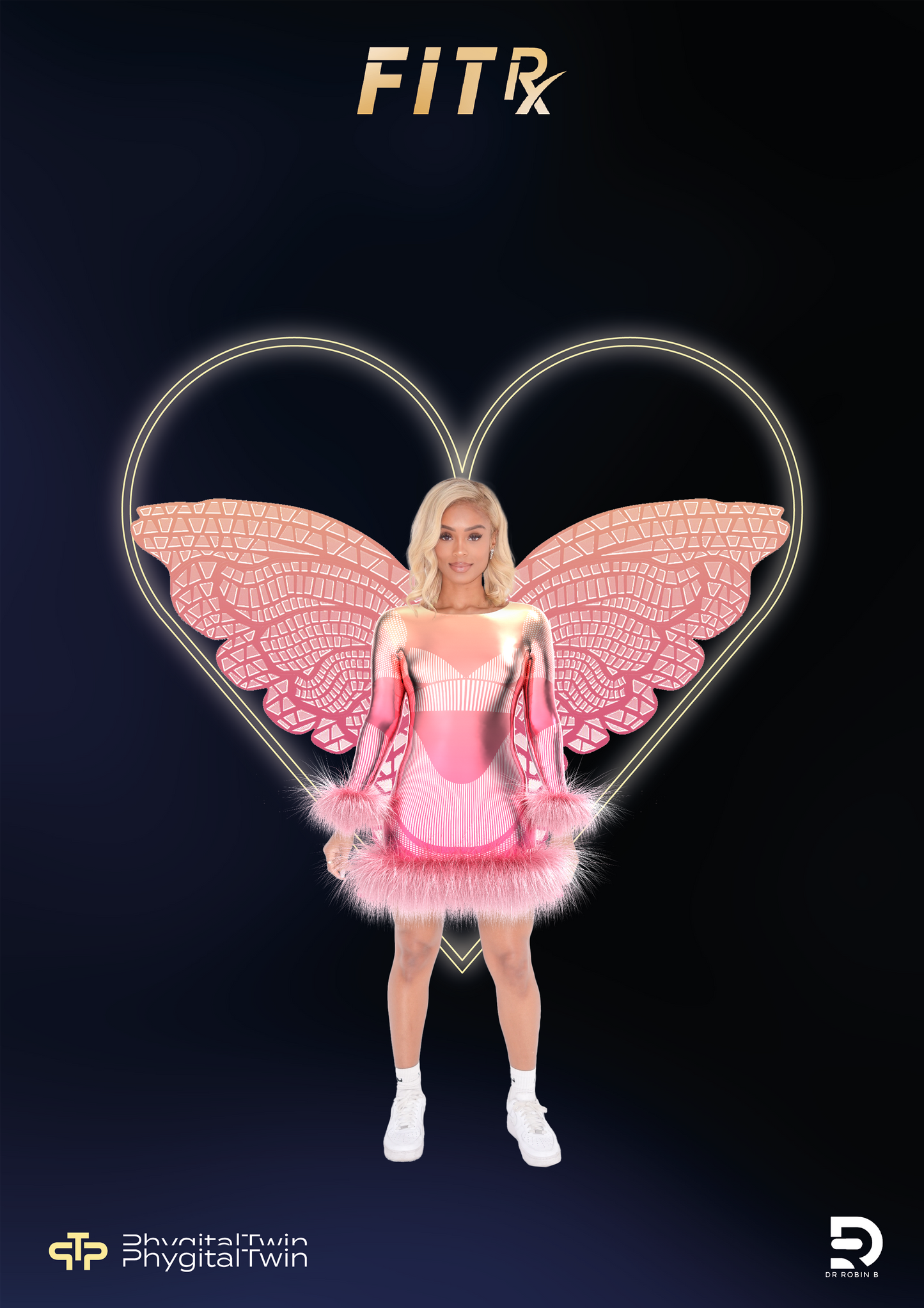 Cannon Metallic Dress With Fur and Wings
