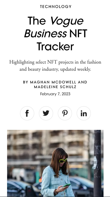 The Vogue Business NFT Tracker