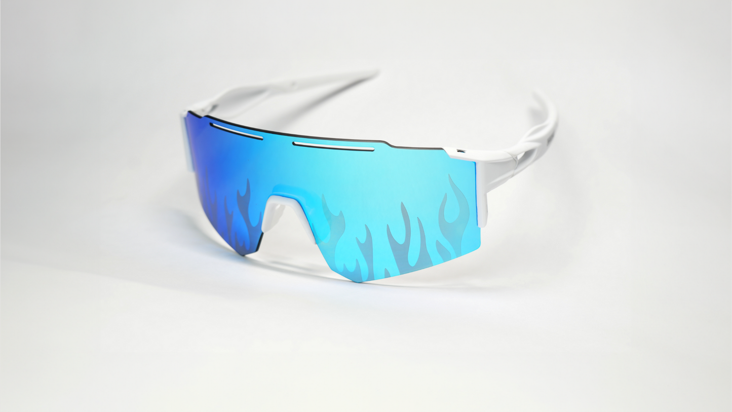 Flaming blue tactical sunglasses